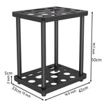 Giá kệ lưu trữ kim loại phủ bột, giá để dụng cụ mộc mạc, giá để cuốc chổi xẻng, hai tầng