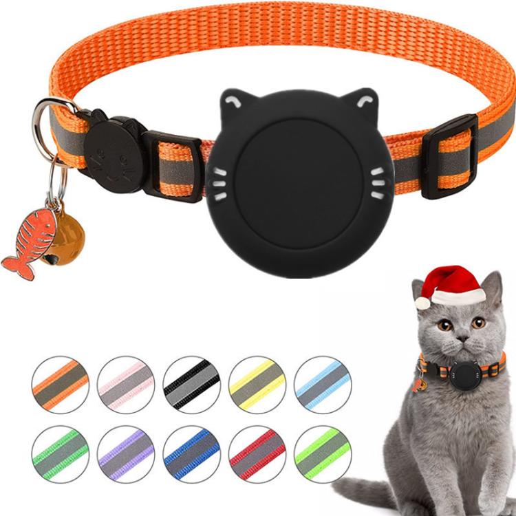 Vòng cổ mèo chống nước có giá đỡ silicone cho AirTag thế hệ 2 / AirTag thế hệ 1, khóa an toàn tháo rời và mặt dây cá & chuông