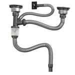 Bộ phụ kiện ống thoát nước bồn rửa bát bằng thép không gỉ, bộ ống thoát nước chống mùi, ống đuôi đôi 0.6m, ống cong S đôi, ống đuôi đôi 1m