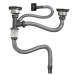 Bộ phụ kiện ống thoát nước bồn rửa bát bằng thép không gỉ, bộ ống thoát nước chống mùi, ống đuôi đôi 0.6m, ống cong S đôi, ống đuôi đôi 1m