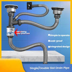 Bộ phụ kiện ống thoát nước bồn rửa bát bằng thép không gỉ, bộ ống thoát nước chống mùi, ống đuôi đôi 0.6m, ống cong S đôi, ống đuôi đôi 1m
