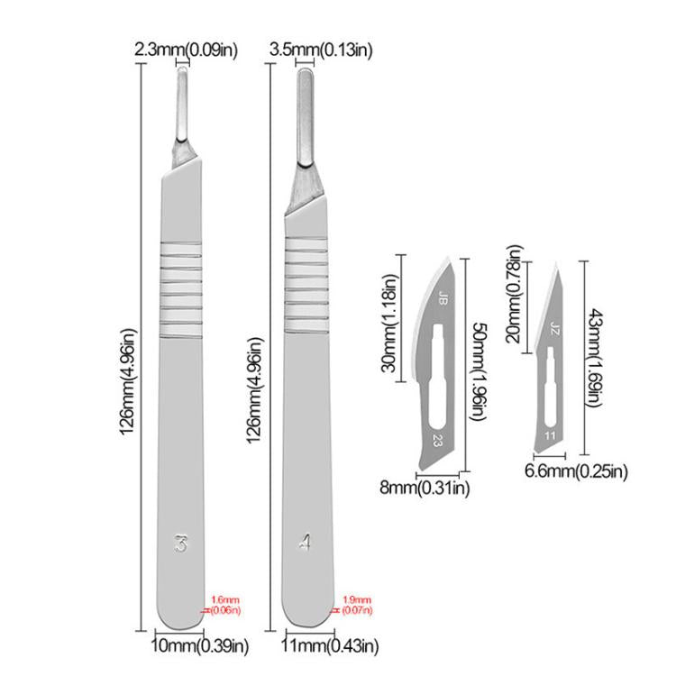 JunBei bộ 11 dao khắc trái cây, dao phụ trợ tháo lắp sửa điện thoại, tay cầm dao số 23, số 11