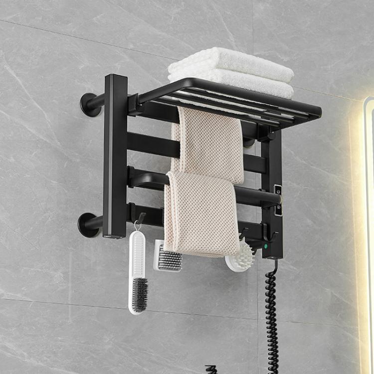 Giá treo khăn sấy điện cảm ứng thông minh, giá phơi khăn phòng tắm, dây điện bên phải đen nhỏ, dây điện bên trái đen nhỏ