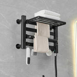Giá treo khăn sấy điện cảm ứng thông minh, giá phơi khăn phòng tắm, dây điện bên phải đen nhỏ, dây điện bên trái đen nhỏ
