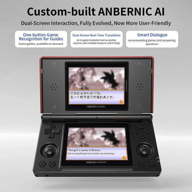 Máy chơi game cầm tay ANBERNIC RG DS Flip màn hình kép 4 inch IPS cảm ứng, thiết bị chơi game AI 3+32G