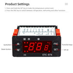 Bộ điều khiển nhiệt độ kỹ thuật số ETC-974 gắn trong với chức năng làm mát, rã đông và quạt, ETC-974 220V, ETC-974 110V