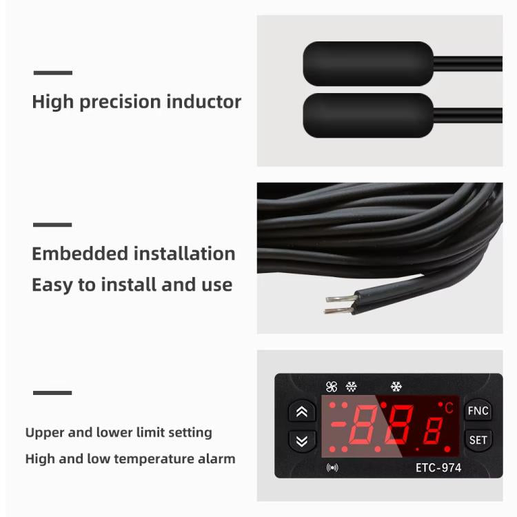 Bộ điều khiển nhiệt độ kỹ thuật số ETC-974 gắn trong với chức năng làm mát, rã đông và quạt, ETC-974 220V, ETC-974 110V