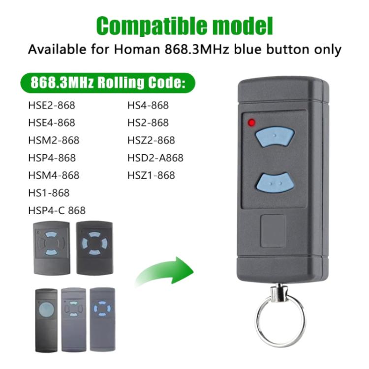 Điều khiển từ xa cửa gara không dây sao chép 2 nút 868MHZ cho HORMANN HSE2 / HSE4
