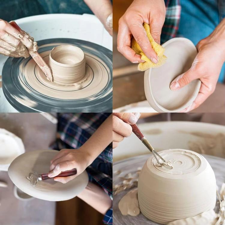 Bộ dụng cụ đất sét gồm dao điêu khắc thép không gỉ tay cầm gỗ hồng, dùng cho đất sét polymer, gốm, tạo mẫu, thủ công DIY, 17 trong 1