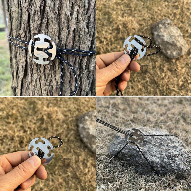 COOL CAMP 4pcs /Pack Stainless Steel Rope Clips No-Knot Fastener for 2-4mm Camping Ropes