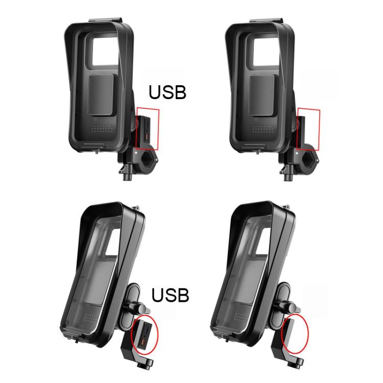 Waterproof Navigation Phone Holder For Motorcycles And Bicycles, Handlebar Charging, Handlebar Standard, Rearview Mirror Charging, Rearview Mirror Standard