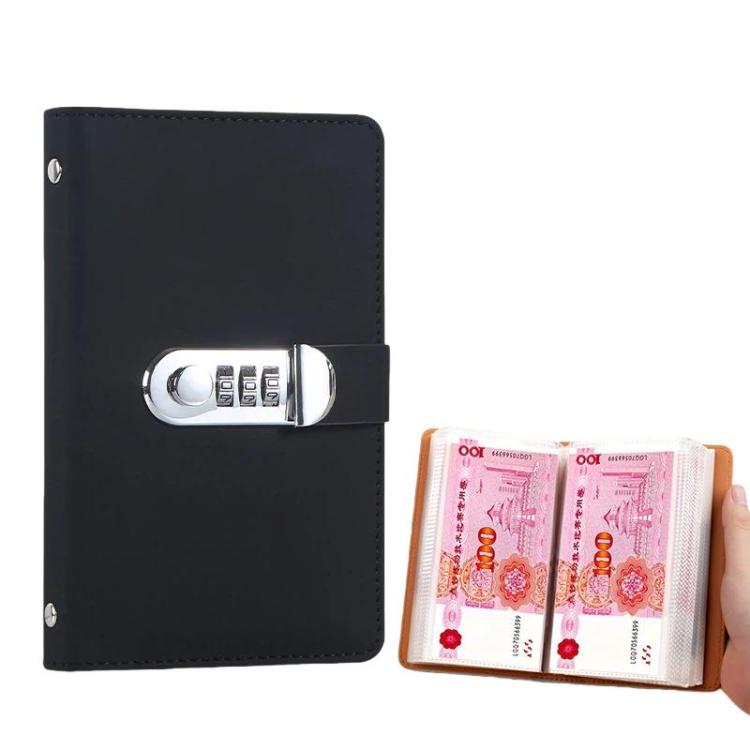Sổ tiền mặt khóa mật khẩu A6 50 trang dung lượng lớn chống nước Album tiền kỷ niệm