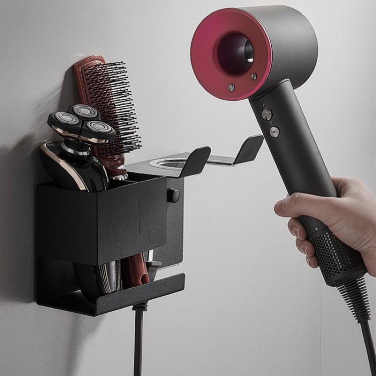 Giá đỡ máy sấy tóc đa năng gắn tường kèm tổ chức dây cáp cho dụng cụ tạo kiểu tóc, không khoan màu đen, không khoan màu trắng, khoan màu đen, khoan màu trắng