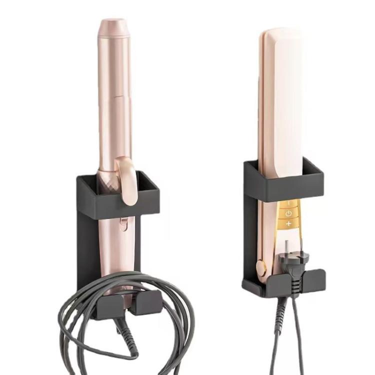 Giá đỡ máy uốn tóc bằng thép không gỉ 304 chịu nhiệt, gắn tường không khoan kèm tổ chức dây cáp cho dụng cụ tóc nóng