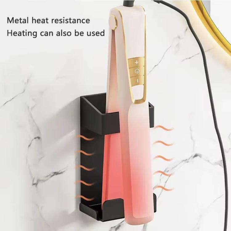 Giá đỡ máy uốn tóc bằng thép không gỉ 304 chịu nhiệt, gắn tường không khoan kèm tổ chức dây cáp cho dụng cụ tóc nóng