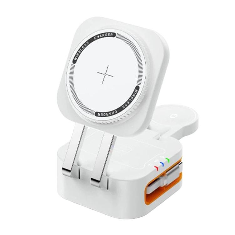 Sạc không dây từ tính 15W 3 trong 1, cáp rút gọn, đế sạc để bàn gập được