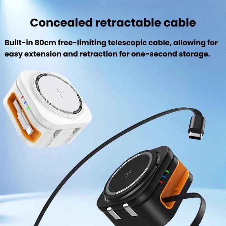 Sạc không dây từ tính 15W 3 trong 1, cáp rút gọn, đế sạc để bàn gập được