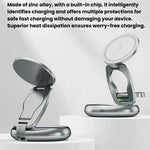 Sạc không dây từ tính 15W 3 trong 1 với đèn LED nhiều màu, đế sạc để bàn xoay được
