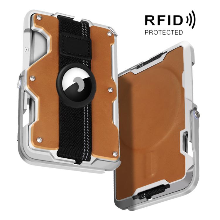 Giá đỡ thẻ kim loại nam châm cho AirTag thế hệ 2 / AirTag thế hệ 1 kèm giá đỡ điện thoại, chống RFID, dây đeo cổ tay co giãn