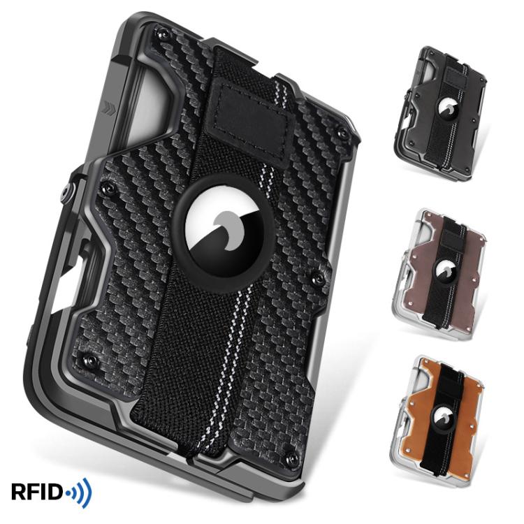 Giá đỡ thẻ kim loại nam châm cho AirTag thế hệ 2 / AirTag thế hệ 1 kèm giá đỡ điện thoại, chống RFID, dây đeo cổ tay co giãn