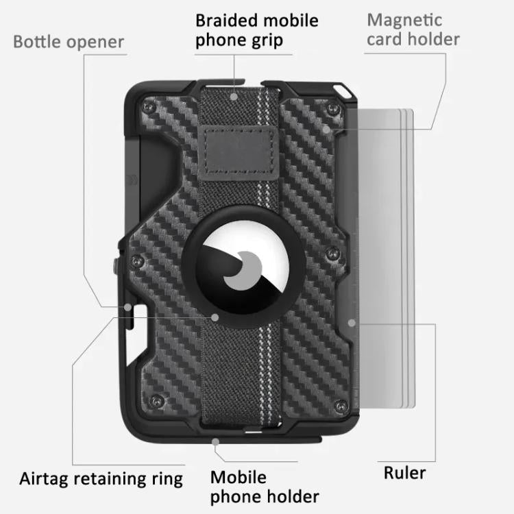 Giá đỡ thẻ kim loại nam châm cho AirTag thế hệ 2 / AirTag thế hệ 1 kèm giá đỡ điện thoại, chống RFID, dây đeo cổ tay co giãn