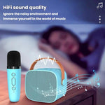 Loa Bluetooth di động kèm micro tháo rời, bộ karaoke cho trẻ em và gia đình, mic đôi xanh da trời, mic đôi hồng, mic đôi trắng, mic đơn xanh da trời, mic đơn hồng, mic đơn trắng