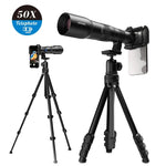 Bộ ống kính TeleCular 50x cho điện thoại thông minh với chân máy đầu bi 360 độ & lấy nét trong, APL-T50X