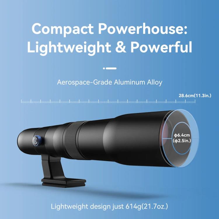 Bộ ống kính TeleCular 50x cho điện thoại thông minh với chân máy đầu bi 360 độ & lấy nét trong, APL-T50X