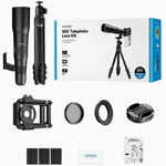 Bộ ống kính TeleCular 50x cho điện thoại thông minh với chân máy đầu bi 360 độ & lấy nét trong, APL-T50X