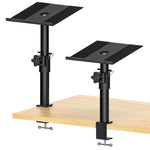 Clamp-On Desktop Speaker Stand Movable No-Drill Height Adjustable Speaker Holder, Single, Double