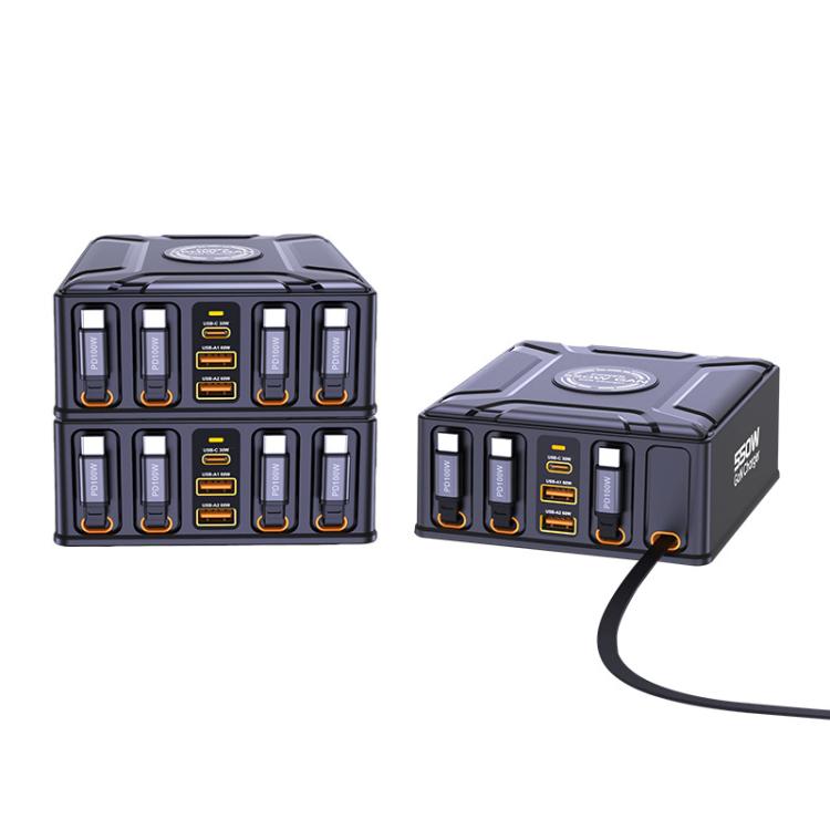 Sạc đa cổng USB-C GaN siêu nhanh 550W có dây cáp thu gọn, Phích cắm EU, phích cắm US, phích cắm UK, phích cắm AU, phích cắm KR