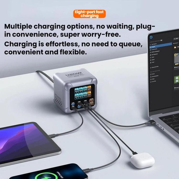 Sạc đa cổng GaN siêu nhanh 420W, Phích cắm EU, phích cắm US, phích cắm UK, phích cắm AU, phích cắm KR