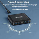 Sạc nhanh thông minh 240W với dây cáp USB từ tính thu gọn và bộ lưu trữ đa cổng, Phích cắm EU, phích cắm US, phích cắm UK, phích cắm AU, phích cắm KR