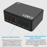 Sạc đa cổng USB PD sạc nhanh công suất cao 100W, Phích cắm US, phích cắm EU, phích cắm AU, phích cắm KR, phích cắm UK