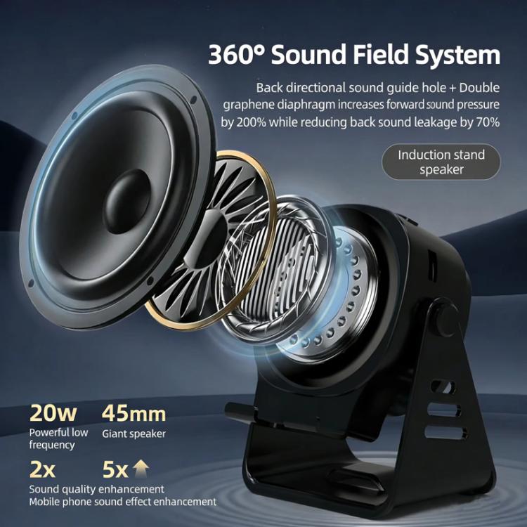 Wireless Induction Speaker With Phone Stand Multifunctional Desktop Bluetooth Speaker Night Light