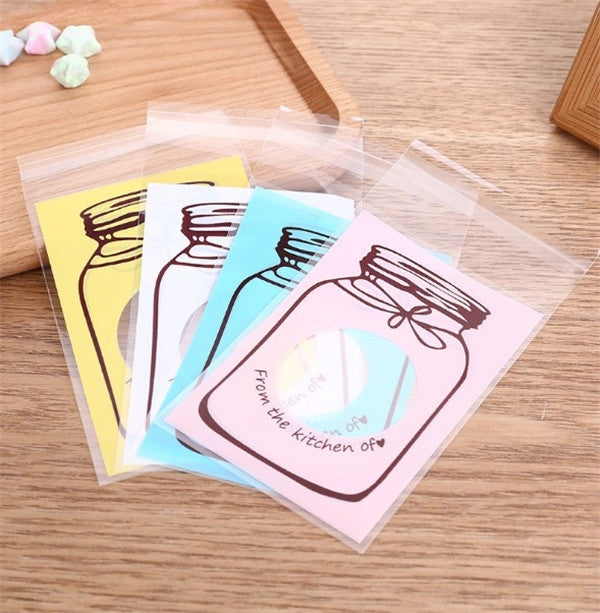 100 cái / bộ túi đóng gói quà bánh quy kẹo họa tiết chai màu sắc dễ thương cho đám cưới sinh nhật