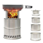 Bếp gỗ tròn di động ngoài trời, bếp than, bếp cồn rắn, bếp picnic bằng thép không gỉ dày