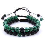 Vòng tay cặp đôi nam hạt đá tự nhiên 8mm đan charm