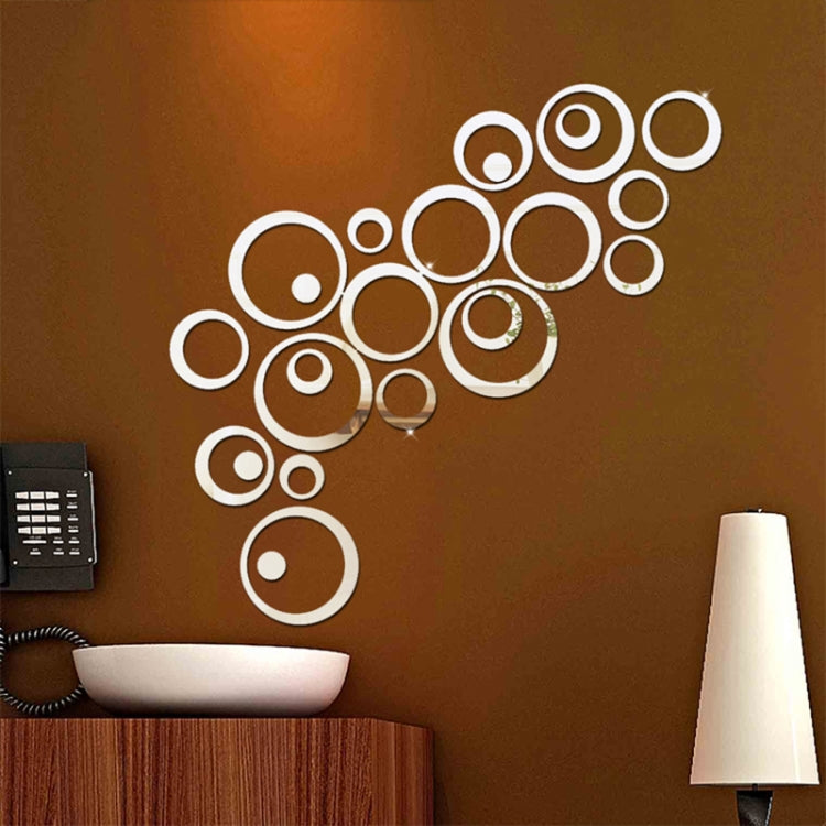 24 miếng dán tường trang trí gương 3D hình tròn tự làm cho nền TV, trang trí nhà, nghệ thuật tường acrylic