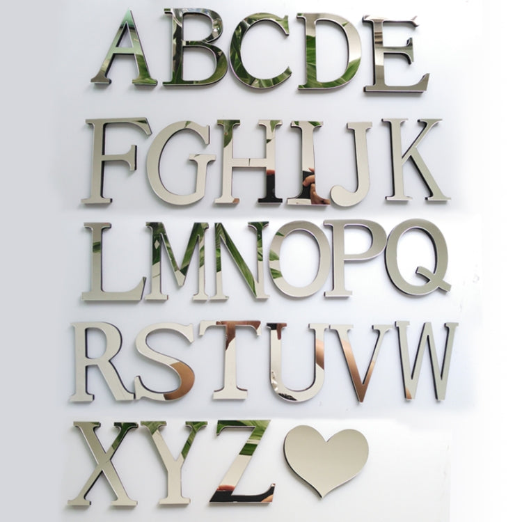2 miếng dán tường acrylic chữ cái tiếng Anh sáng tạo trang trí nhà, gương 3D tự làm