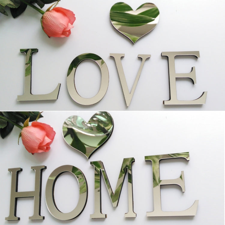2 miếng dán tường acrylic chữ cái tiếng Anh sáng tạo trang trí nhà, gương 3D tự làm