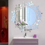 Decal dán tường nghệ thuật gương trang trí dây hoa, decal dây hoa (bạc), decal dây hoa (vàng)