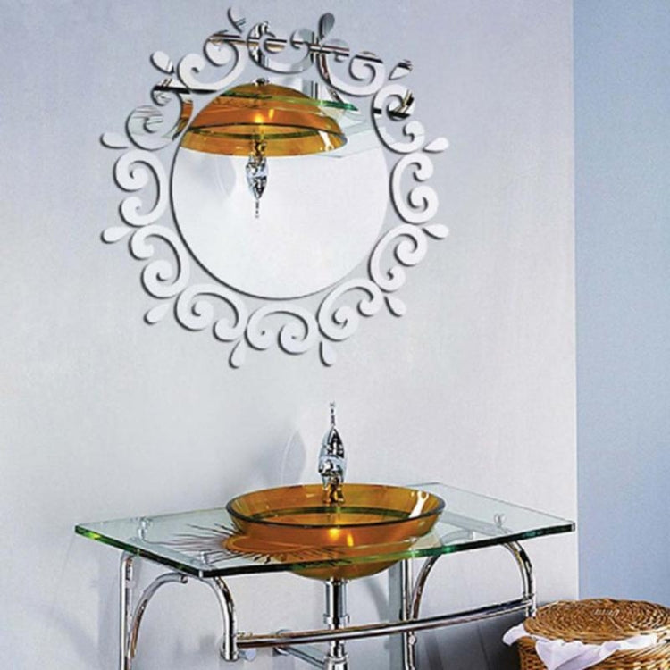 Decal dán tường nghệ thuật gương trang trí dây hoa, decal dây hoa (bạc), decal dây hoa (vàng)