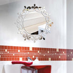 Decal dán tường nghệ thuật gương trang trí dây hoa, decal dây hoa (bạc), decal dây hoa (vàng)