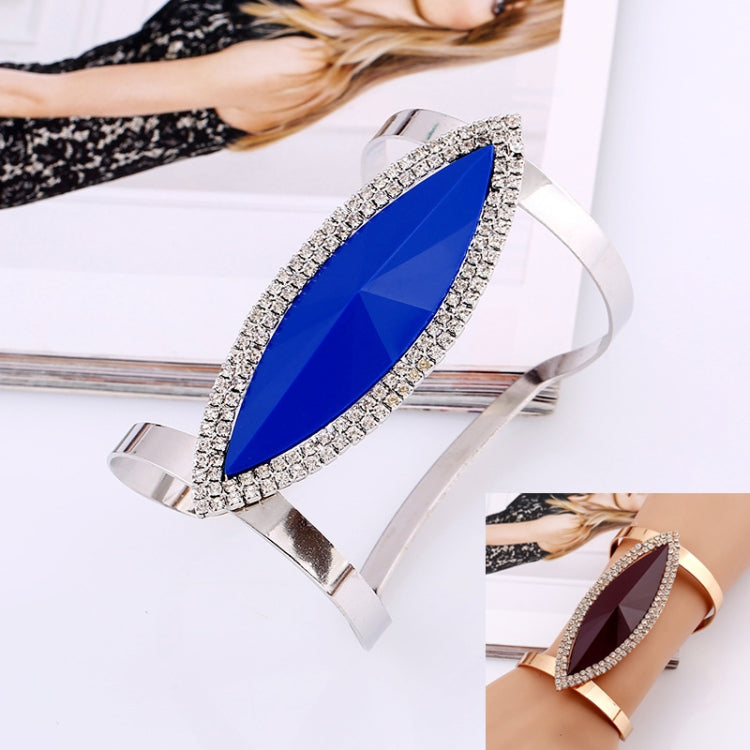 Vòng tay kim loại nữ thời trang, vòng tay pha lê khảm nhựa, mở rộng mượt mà, có thể điều chỉnh, màu bạc xanh, vàng đen, vàng nâu