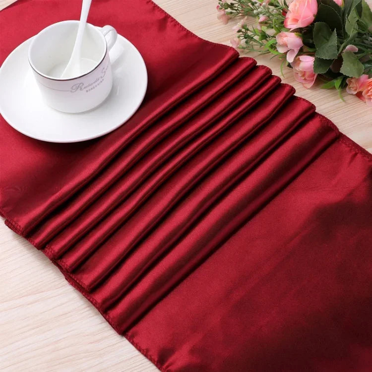 Khăn trải bàn satin trang trí bàn cho tiệc gia đình, đám cưới, Giáng sinh, 30X275CM