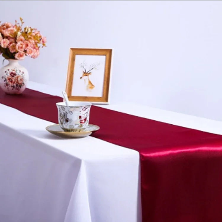 Khăn trải bàn satin trang trí bàn cho tiệc gia đình, đám cưới, Giáng sinh, 30X275CM
