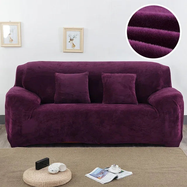 Áo bọc ghế sofa vải nhung dày, bọc ghế đàn hồi không kèm vỏ gối, 1 chỗ 90-140cm, 2 chỗ 145-185cm, 3 chỗ 190-230cm, 4 chỗ 230-300cm