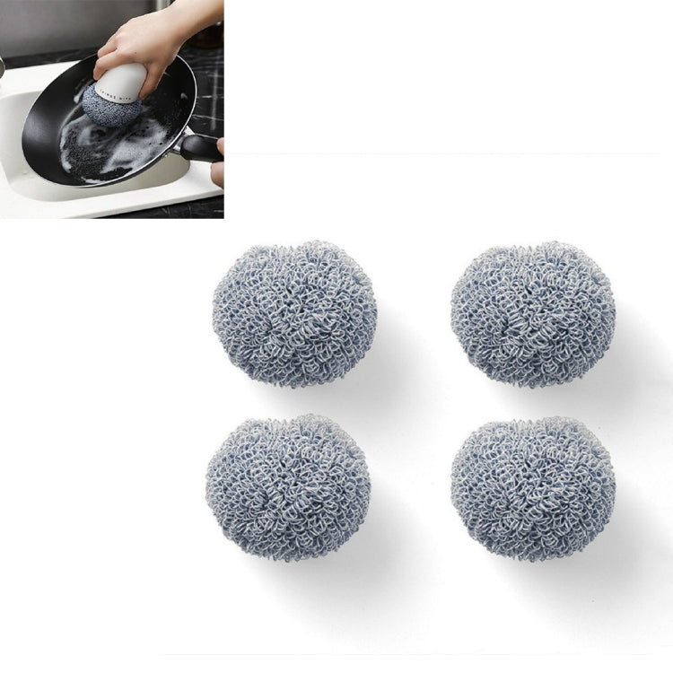 Bóng làm sạch polyester, bàn chải cầm tay làm sạch gia dụng, bàn chải rửa chén nồi cán ngắn, màu trắng, xanh, 4 đầu thay thế