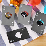 2 cái mở nắp chai bia bằng thép không gỉ, bộ bài chơi poker, mở nắp chai soda hình lá bài bích